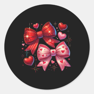 Heart Bows And Stars Romantic Love Classic Round Sticker