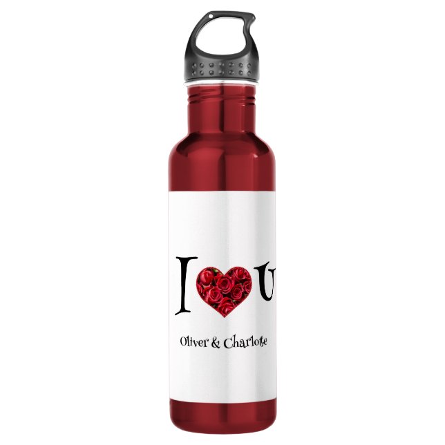 Heart Boyfriend Girlfriend modern Valentines Day 710 Ml Water Bottle (Front)