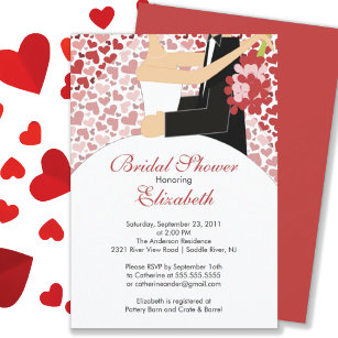 Heart Bride Bridal Shower Invitation Red Pink
