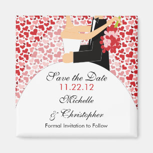 Heart Bride & Groom Save The Date Magnet