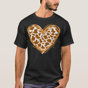 Heart Brown Cow Pattern for Cow Lover T-Shirt