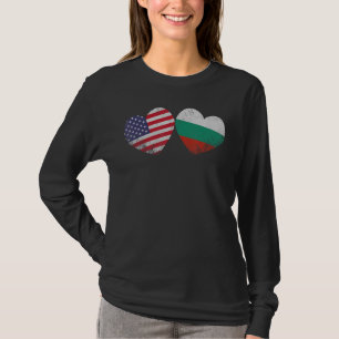 Heart Bulgarian American Flag Patriotic Family Her T-Shirt
