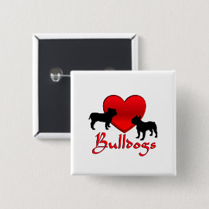 Heart Bulldogs 15 Cm Square Badge