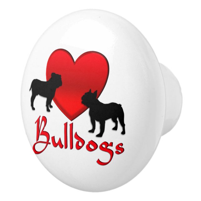 Heart Bulldogs Ceramic Knob (Right)
