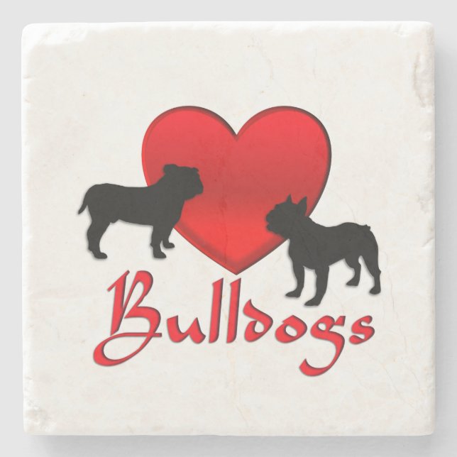 Heart Bulldogs Stone Coaster (Front)