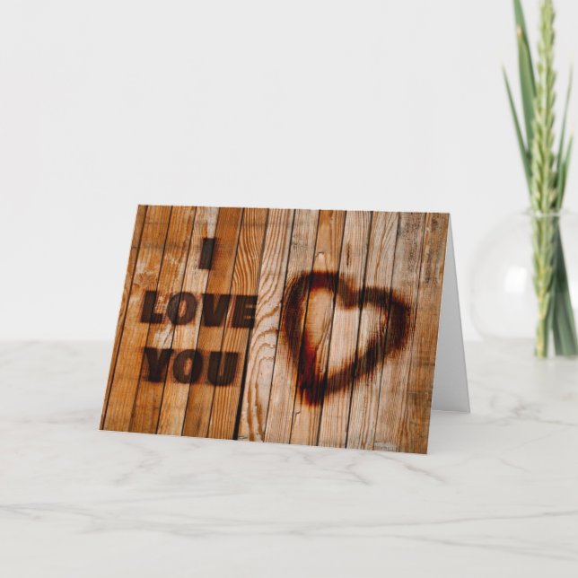 Heart Burned Wood Valentine Card (Front)