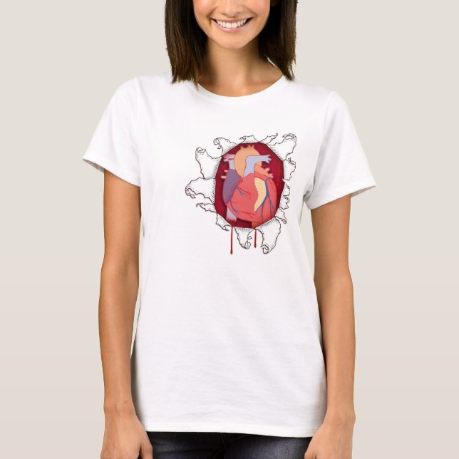 Heart Busting Through Chest T-Shirt (Front)