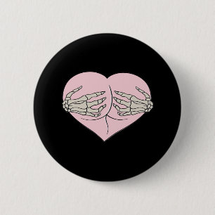 Heart Butt Hug Skeleton Hands Classic 6 Cm Round Badge