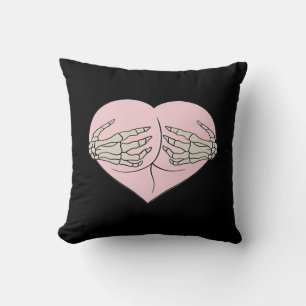 Heart Butt Hug Skeleton Hands Classic Cushion