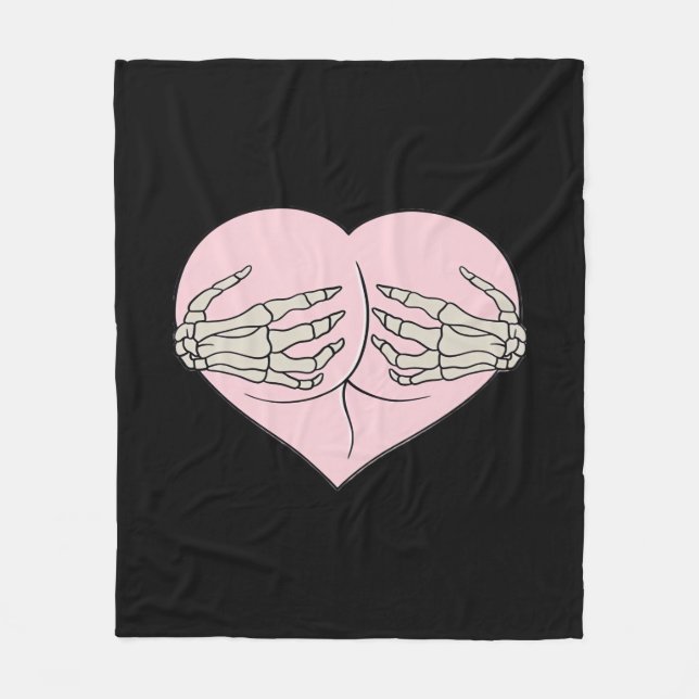 Heart Butt Hug Skeleton Hands Classic Look Fleece Blanket (Front)
