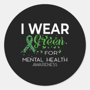 Heart Butterflies Green Health,illness Awareness H Classic Round Sticker