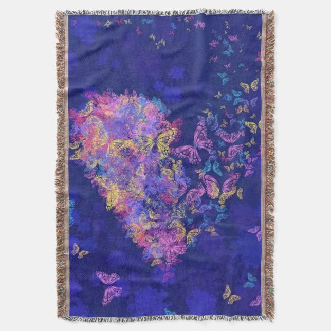 heart Butterflies Throw Blanket (Front Vertical)
