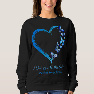 Heart Butterfly I Wear Blue For My Grandson Autism Sweatshirt