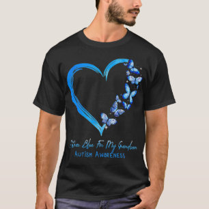 Heart Butterfly I Wear Blue For My Grandson Autism T-Shirt