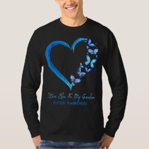 Heart Butterfly I Wear Blue For My Grandson Autism T-Shirt