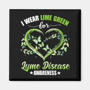 Heart Butterfly I Wear Green For Lyme Disease Awar Magnet