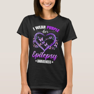 Heart Butterfly I Wear Purple For Epilepsy T-Shirt