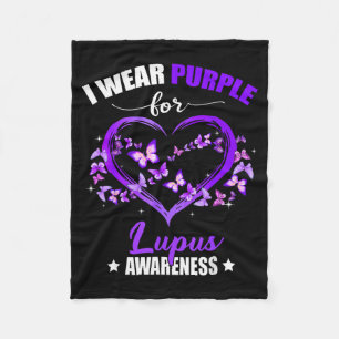 Heart Butterfly I Wear Purple For Lupus Awareness Fleece Blanket