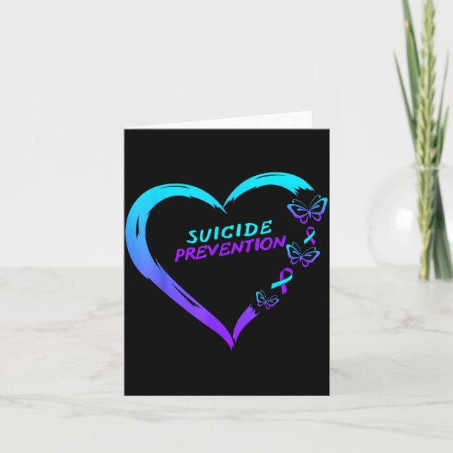 Heart Butterfly Suicide Prevention Awareness  Card (Front)