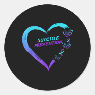 Heart Butterfly Suicide Prevention Awareness  Classic Round Sticker