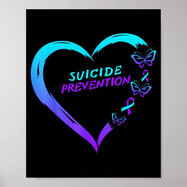 Heart Butterfly Suicide Prevention Awareness  Poster (Front)