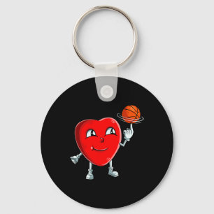 Heart Bysketbyll Player Valentines Day Cute Sports Key Ring