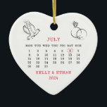 Heart Calendar Summer Wedding 2024 Ceramic Ornament<br><div class="desc">Heart Calendar Summer Wedding 2024 Ceramic Ornament. Matching items available.</div>