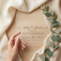 Heart Calligraphy Minimalist Brown Baby Shower