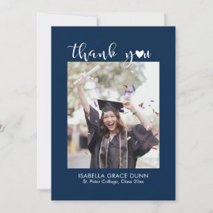 Heart Calligraphy Script Graduation Thank You Card