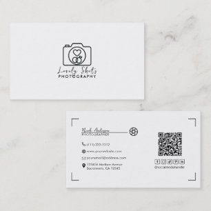Heart Camera Modern Minimal Wedding Photography Business Card