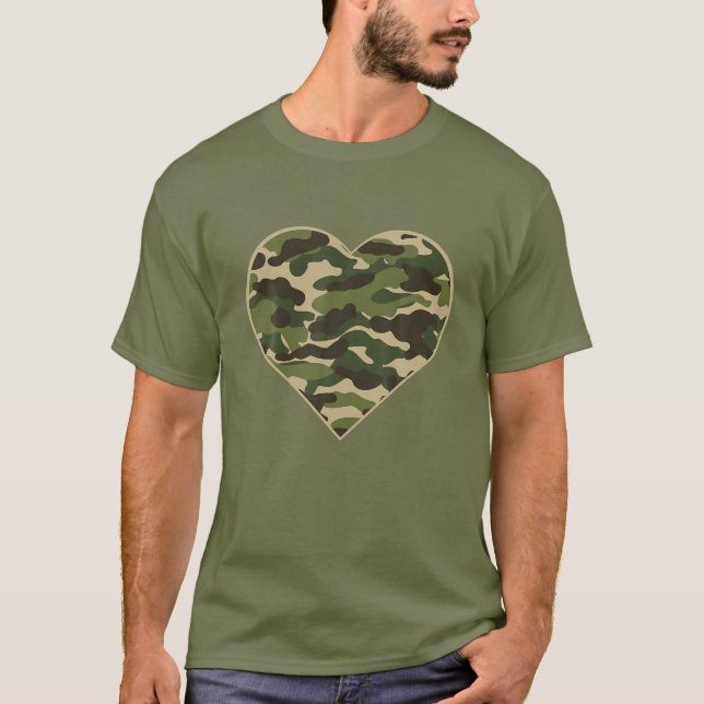 Heart Camoflauge Clothing Women Men Military Veter T-Shirt (Front)