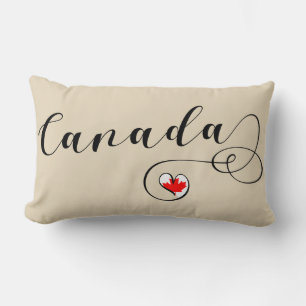Heart Canada Pillow, Canadian Flag Lumbar Cushion