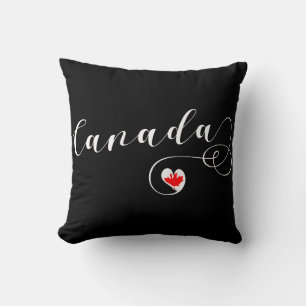 Heart Canada Throw Pillow, Canadian Flag Cushion