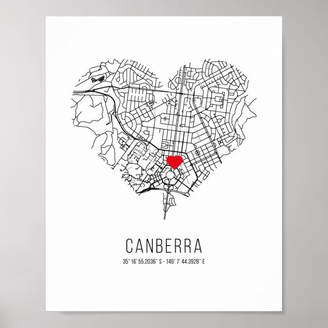Heart Canberra City Map (Australia) Poster (Front)