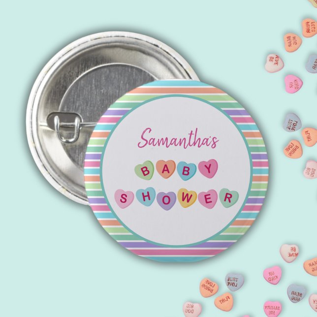 Heart candy baby shower 3 cm round badge (Creator Uploaded)