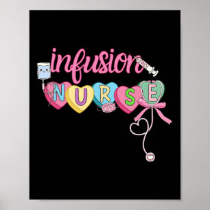 Heart Candy Bow Infusion Nurse Valentine Iv Therap Poster