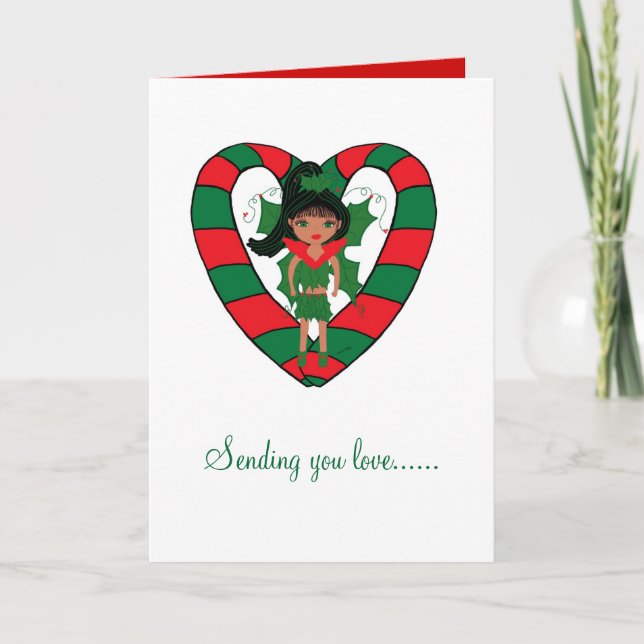 Heart Candy Cane Greeting Card (Front)