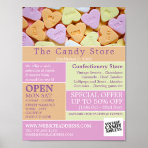 Heart Candy, Confectionery Supplies Advertising Poster