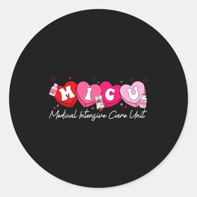 Heart Candy Micu Nurse Valentine's Day Medical Cri Classic Round Sticker (Front)