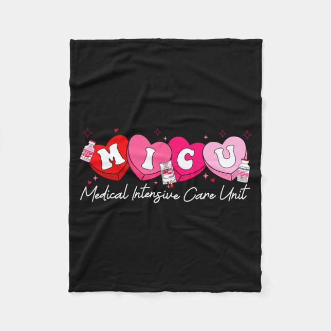 Heart Candy Micu Nurse Valentine's Day Medical Cri Fleece Blanket (Front)