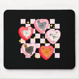Heart Candy Silkie Chicken Valentine Farmer Animal Mouse Pad