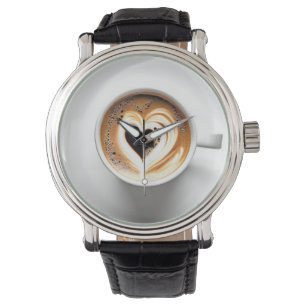 Heart Cappuccino In White Coffee Cup Watch