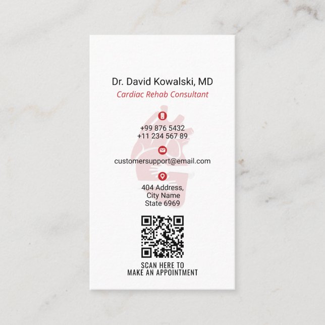Heart Care Business | Simple Red Business Card (Front)