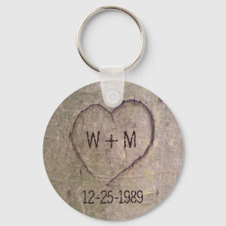 Heart Carved in a Tree Customisable Keychain