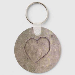 Heart Carved in a Tree Key Ring