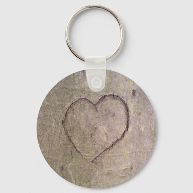Heart Carved in a Tree Key Ring (Front)