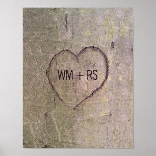 Heart Carved in a Tree Poster