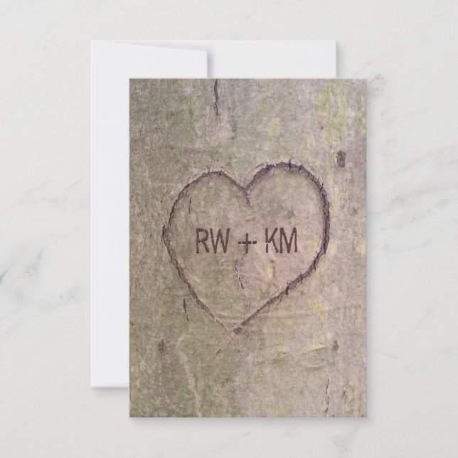 Heart Carved in Tree RSVP Reply Card (Front)