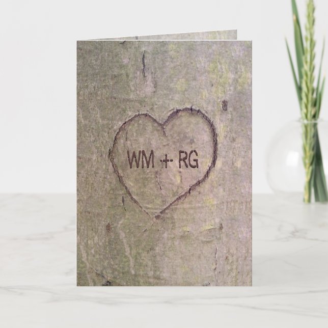 Heart Carved in Tree Wedding Invitation Card (Front)