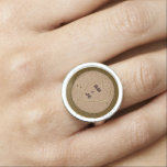 Heart Carved Initials Wood Tree Rings Personalised<br><div class="desc">This beautiful, romantic rustic nature ring design is perfect for a wedding, anniversary or Valentine's Day. It has a wood texture look, like the top view of a tree stump complete with rings and a bark border. A heart with arrow has been carved into it. Use the template field to...</div>